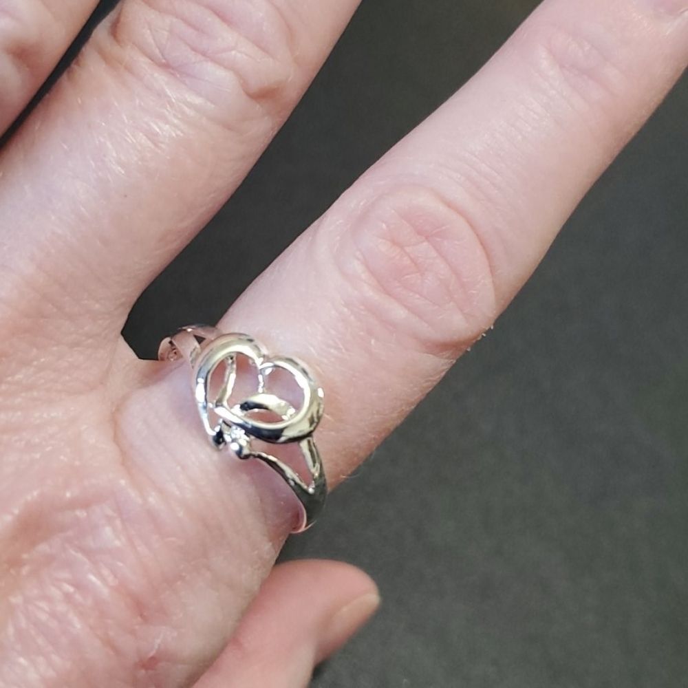 Silver plated open heart ring size 8.5